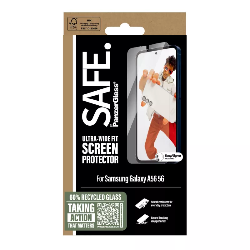 PanzerGlass SAFE. by ® proteção de ecrã Samsung Galaxy A56 5G | Ultra-Wide Fit com EasyAligner