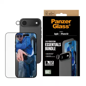PanzerGlass 2-in-1 Essentials Bundle iPhone Air resistente a riscos e choques