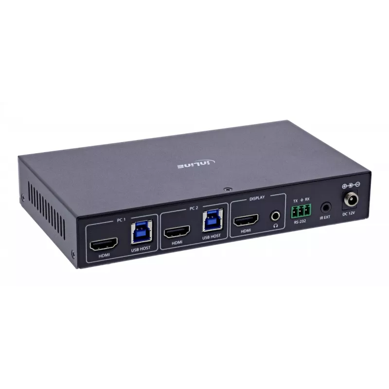 InLine 57885C Switch KVM, 2 portas, HDMI, 8K@60Hz, USB 3.2, com IR e RS-232