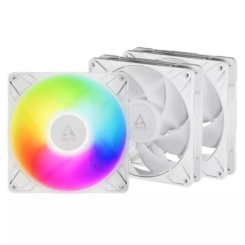 ARCTIC Freezer P14 Pro A-RGB (branco) - pack de 3 ventoinhas A-RGB PWM de 140 mm com distribuidor de cabos