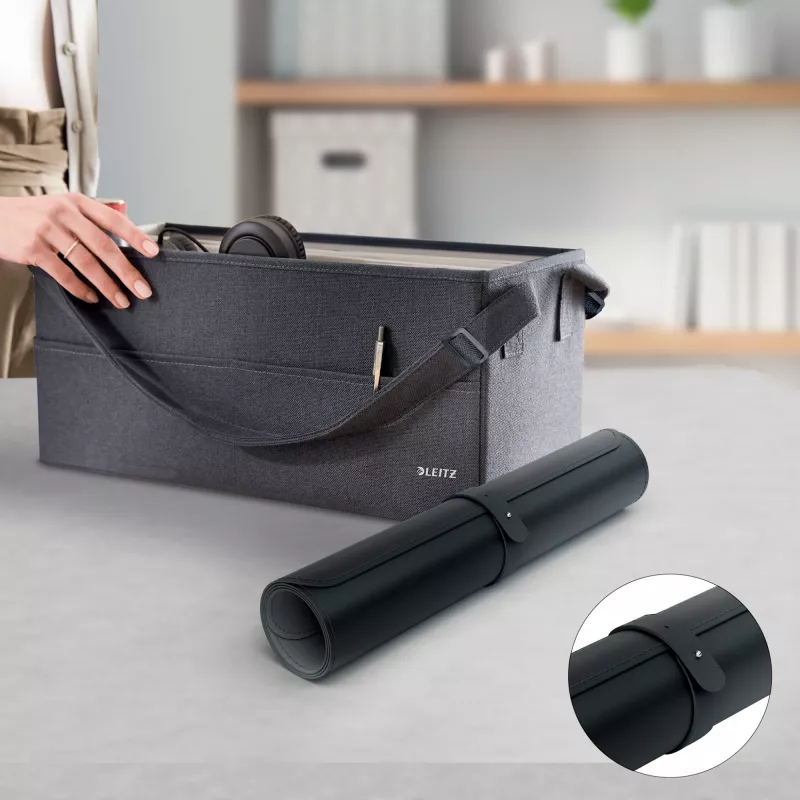 Leitz Tapete de secretária grande. Cor do produto: preto, Material: policloreto de vinilo (PVC). Largura: 400 mm, Profundidade: 800 mm, Altura: 2 mm