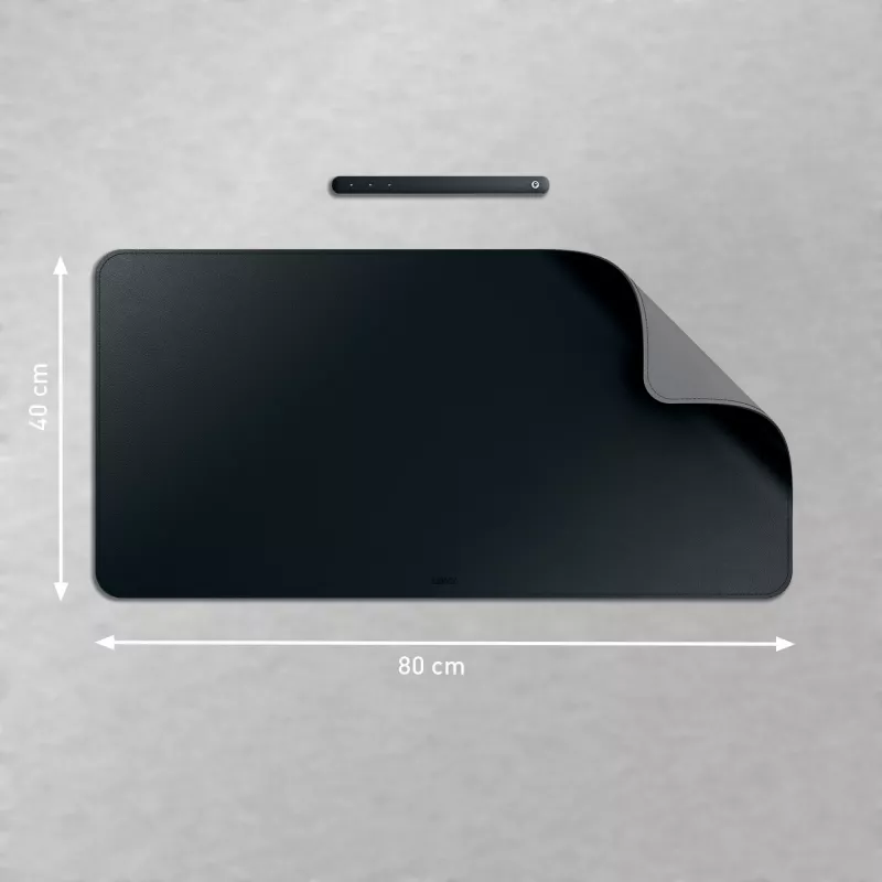 Leitz Tapete de secretária grande. Cor do produto: preto, Material: policloreto de vinilo (PVC). Largura: 400 mm, Profundidade: 800 mm, Altura: 2 mm