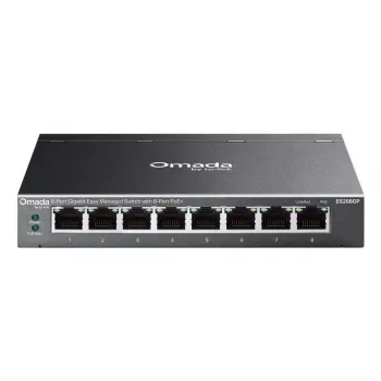TP-Link Omada ES208GP Switch de rede Gerido L2 Gigabit Ethernet (10/100/1000) Power over Ethernet (PoE) calha DIN preto