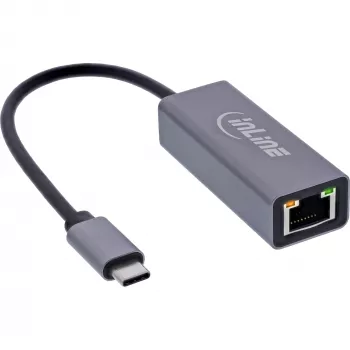InLine 33380Q Adaptador RJ-45 USB Type-C macho 1 Gbit/s cinzento