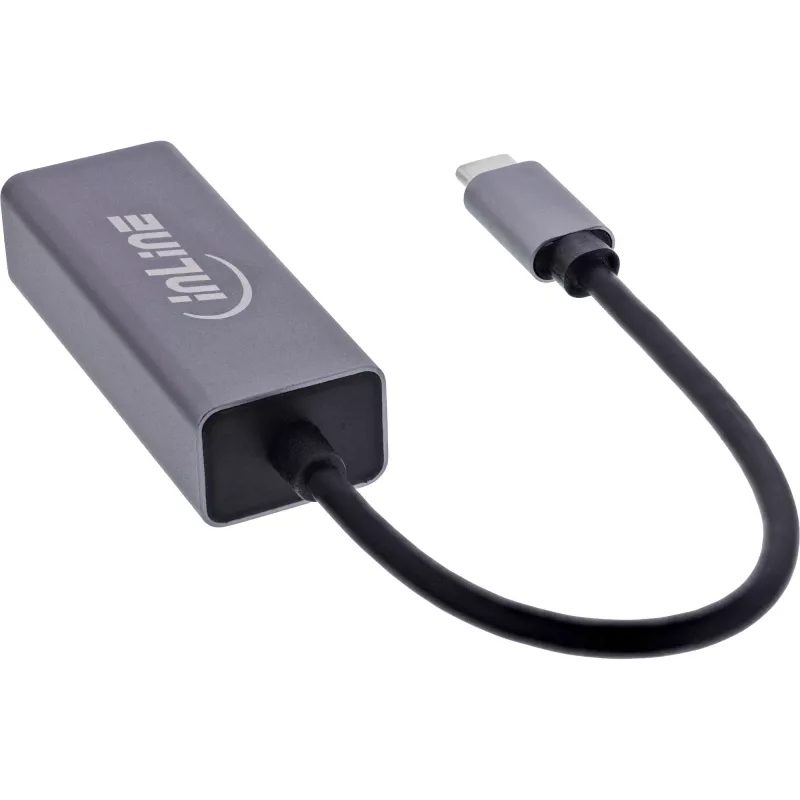 InLine 33380Q Adaptador RJ-45 USB Type-C macho 1 Gbit/s cinzento