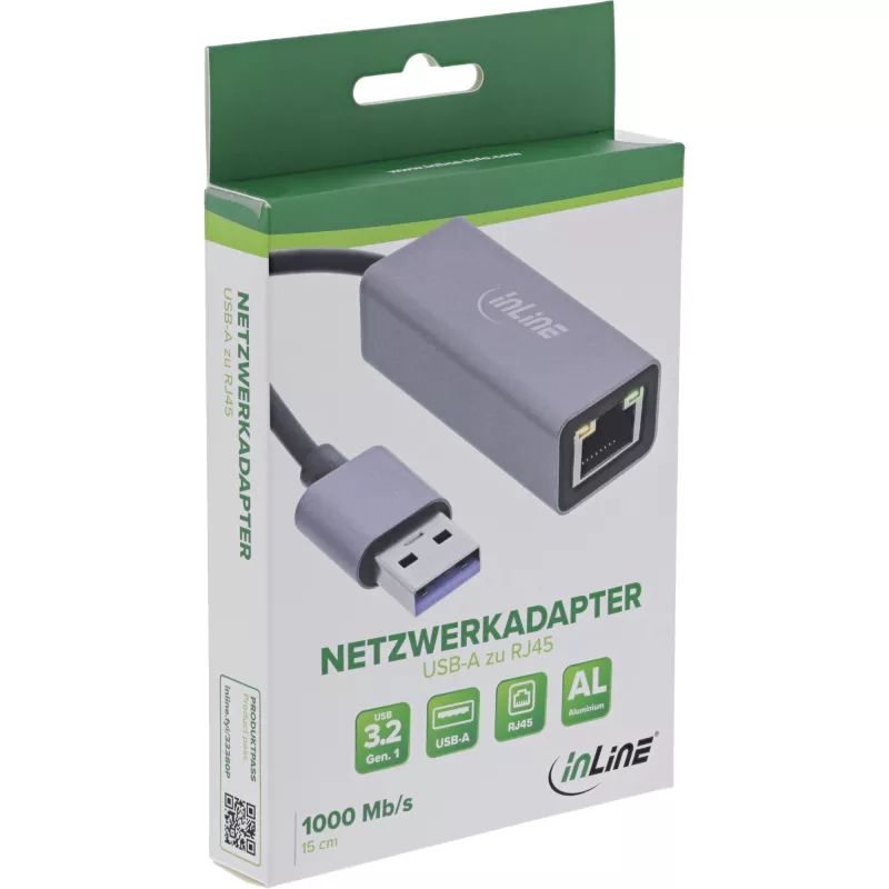 InLine 33380P Placas/adaptadores de interface RJ-45 USB Type-A macho 1 Gbit/s