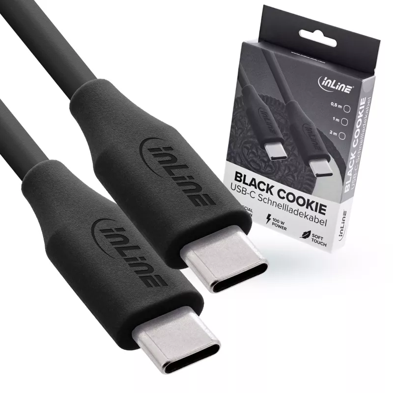 Cabo USB InLine 35891 USB 2.0 1 m USB-C preto