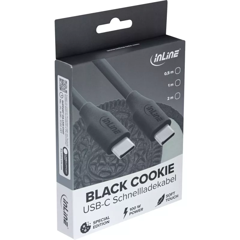 Cabo USB InLine 35891 USB 2.0 1 m USB-C preto