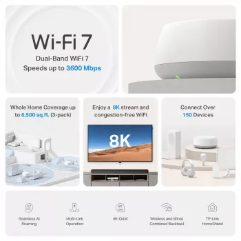 TP-Link DECO BE22 dupla banda (2,4 GHz / 5 GHz) Wi-Fi 7 (802.11be) branco 2 Intern
