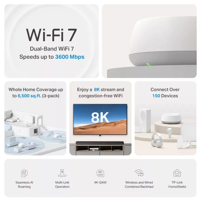 TP-Link DECO BE22 dupla banda (2,4 GHz / 5 GHz) Wi-Fi 7 (802.11be) branco 2 Intern
