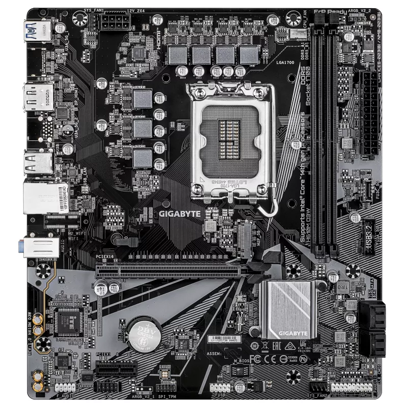 Placa-mãe GIGABYTE H610M D3W LGA1700 para CPUs Intel de 12.ª a 14.ª geração, 5+1+1 VRM, DDR5 até 5600 MHz, 128 GB, PCIe 3.0 M.2, 1 GbE, USB 3.2 Gen1