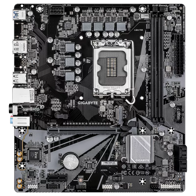 Placa-mãe GIGABYTE H610M D3W WIFI6 – suporta CPUs Intel Core de 14.ª geração, 5+1+1 fases VRM, até 5600 MHz DDR4, 1x PCIe 3.0 M.2, Wi-Fi 6, 1GbE LAN, USB 3.2 Gen 1