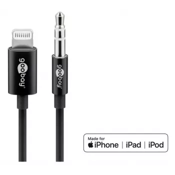 Cabo de ligação áudio Goobay Apple Lightning para 3,5 mm 1 m preto