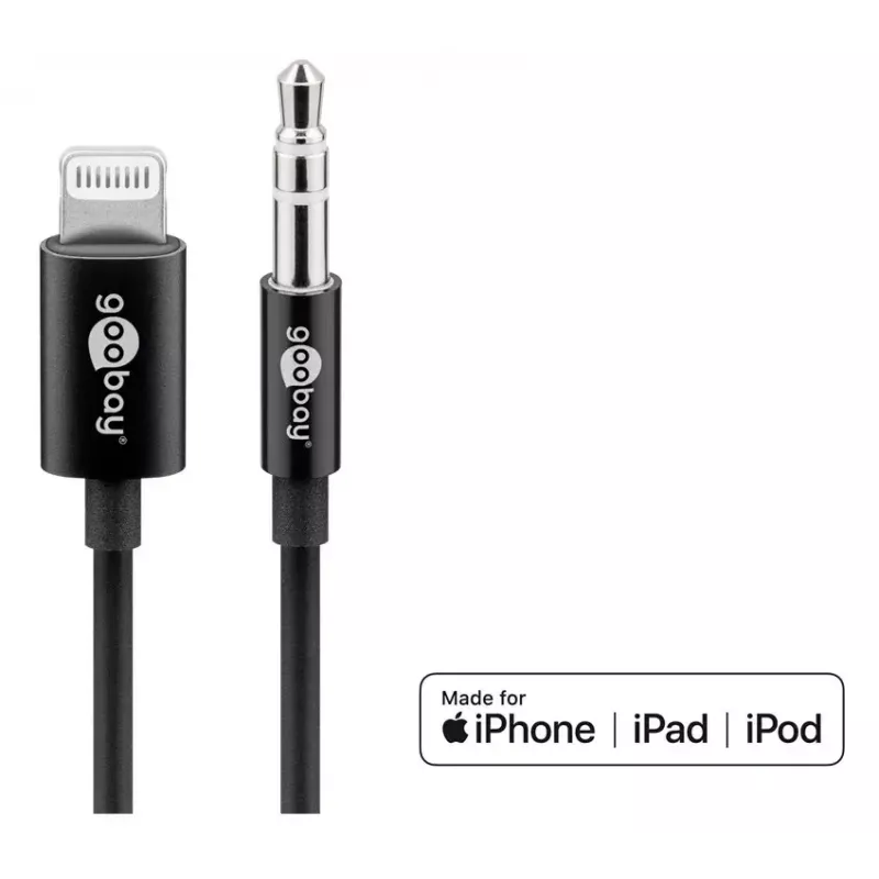 Cabo de ligação áudio Goobay Apple Lightning para 3,5 mm 1 m preto