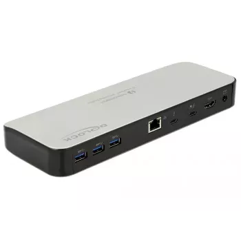 Dock para portátil DeLOCK 87725 com fios Thunderbolt 3 preto prateado