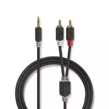 Cabo de áudio Nedis CABW22200AT20 2 m 3,5 mm 2 x RCA antracite