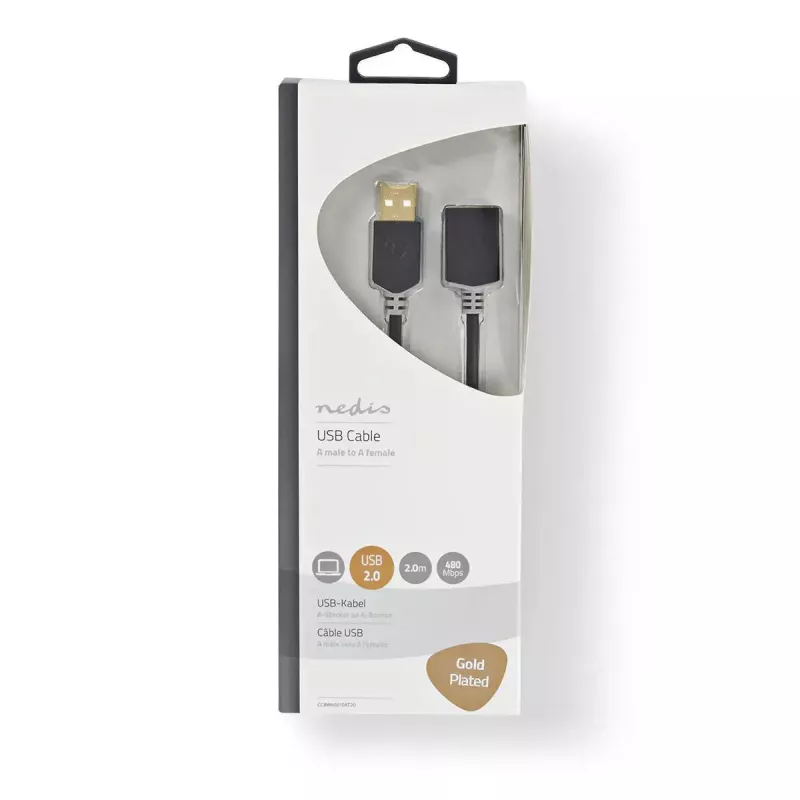 Cabo USB Nedis CCBW60010AT20 2 m USB 2.0 USB A antracite
