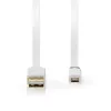 Cabo USB Nedis CCBW60500WT10 1 m USB 2.0 A para Micro-USB B branco