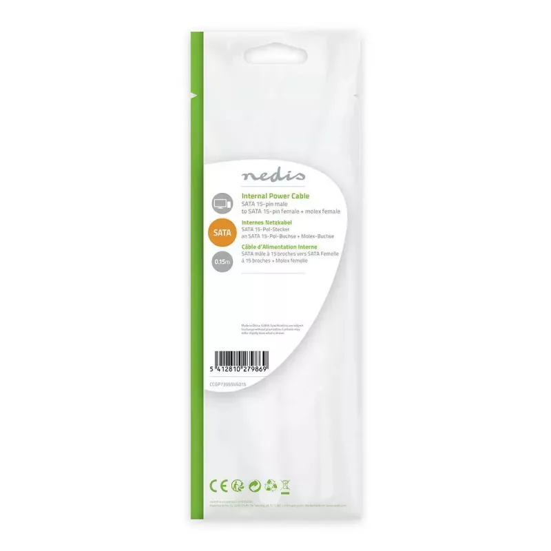 Cabo de alimentação interno Nedis CCGP73555VA015 0,15 m SATA 15 pinos Molex