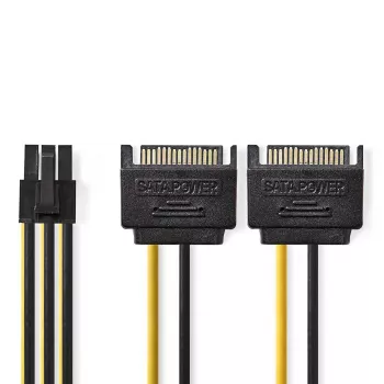 Cabo de alimentação interno Nedis CCGP74205VA015 0,15 m 2 x SATA 15 pinos PCI-E 6 pinos