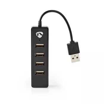 Hub USB Nedis UHUBU2420BK USB 2.0 480 Mbit/s preto