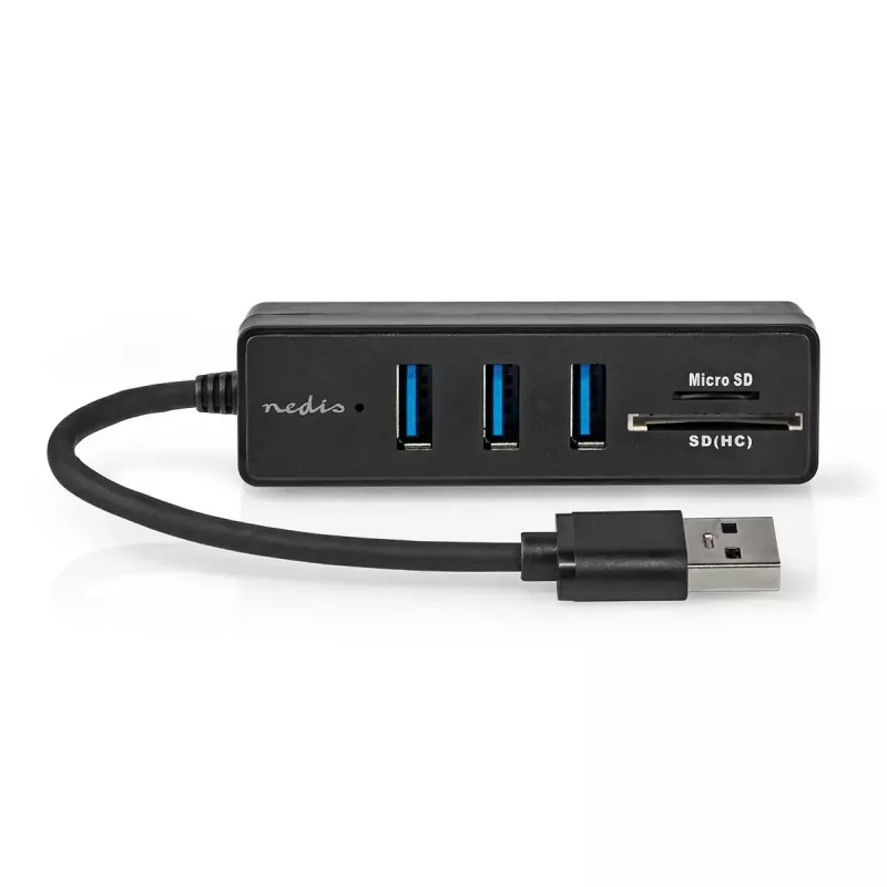 Hub USB Nedis CCGB61250BK01 USB 3.2 Gen 1 Type-A 5000 Mbit/s preto