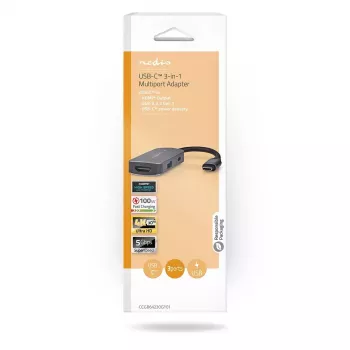 Hub USB Nedis CCGB64230GY01 Type-C 5000 Mbit/s cinzento