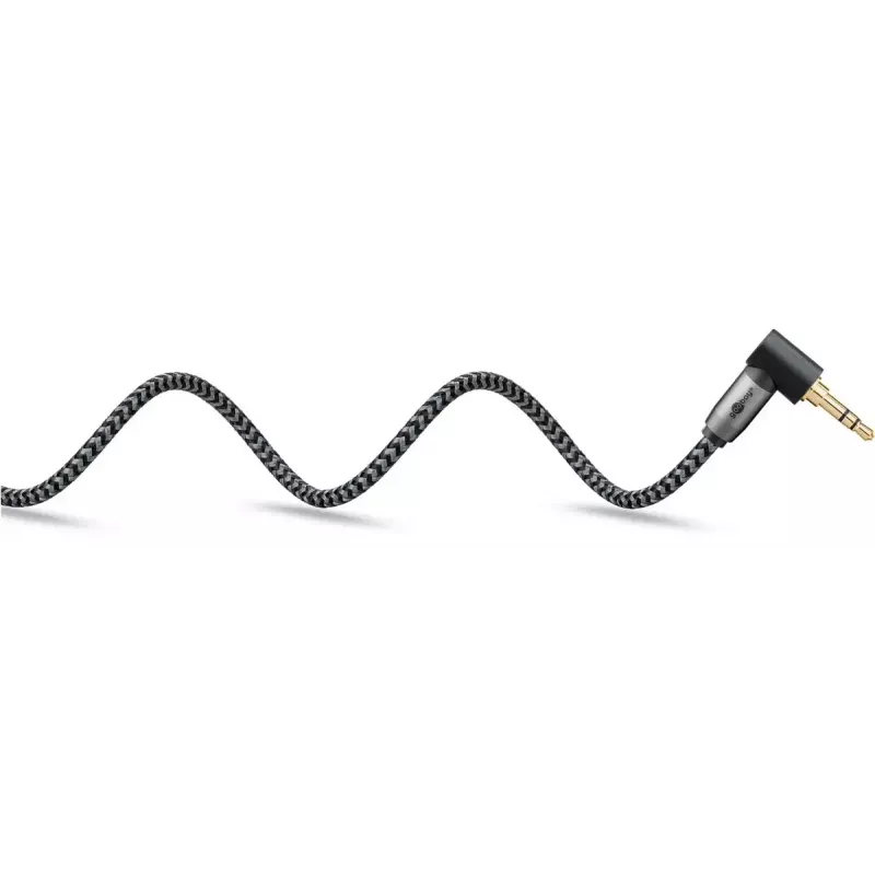 Cabo de áudio Goobay (WENTRONIC) 3,5 mm jack–3,5 mm jack, 1 m, AWG28, banhado a ouro, blindagem magnética, preto/prateado
