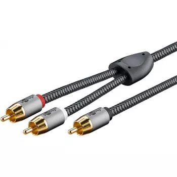Cabo de áudio WENTRONIC Goobay 65300 — 2 m, 2×RCA (macho) para RCA (macho), cobre, contactos banhados a ouro, blindagem magnética