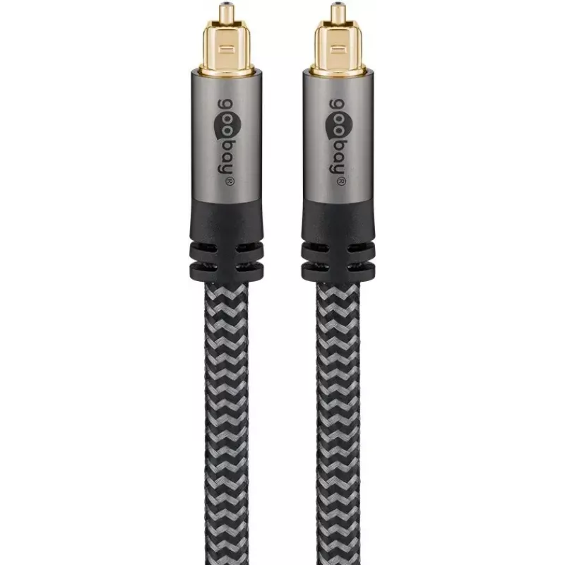 Cabo de áudio Goobay (WENTRONIC) 65306 — 3 m TOSLINK macho-macho, cobre, contactos banhados a ouro, preto/prateado