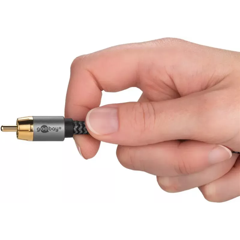 Cabo de áudio WENTRONIC Goobay 65301 — 3 m, 2×RCA para RCA, condutor de cobre, contactos banhados a ouro, blindagem magnética