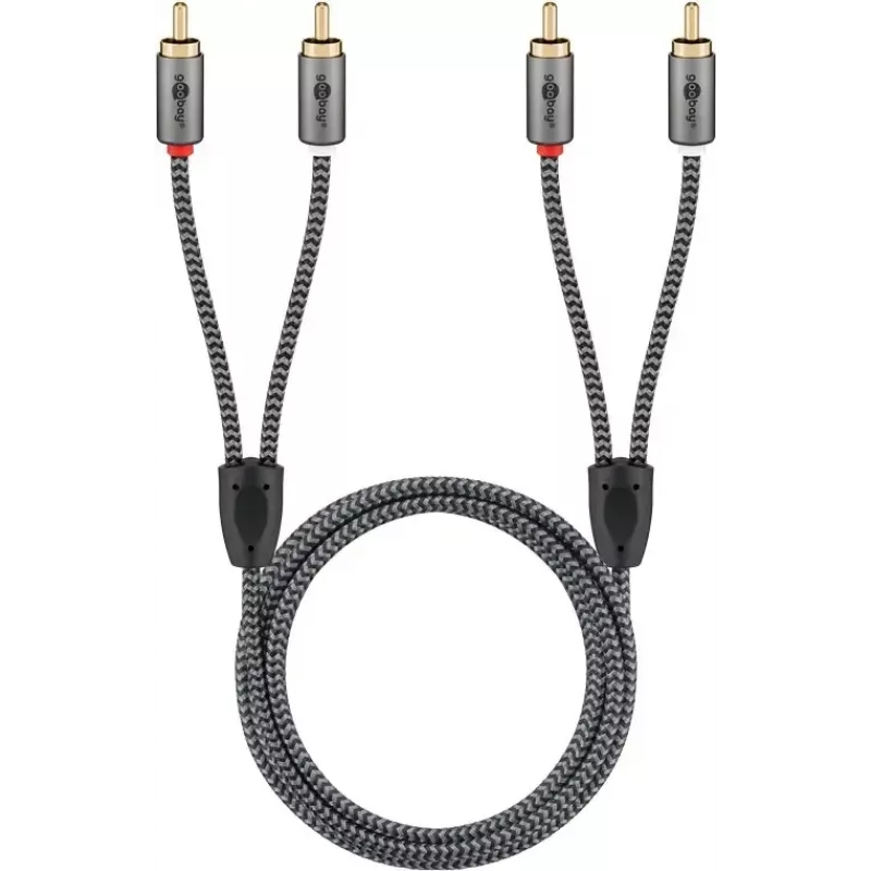 Cabo de áudio WENTRONIC Goobay 65294 — 2×RCA macho para 2×RCA macho, 3 m, cobre, contactos banhados a ouro, blindagem magnética