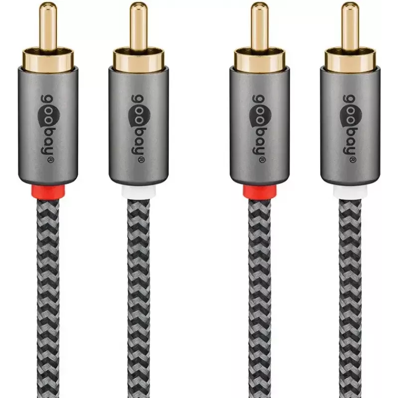 Cabo de áudio WENTRONIC Goobay 65294 — 2×RCA macho para 2×RCA macho, 3 m, cobre, contactos banhados a ouro, blindagem magnética