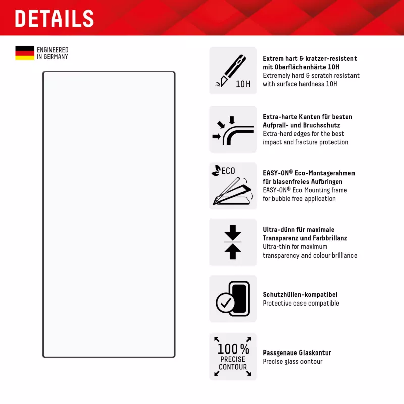 Película protetora de ecrã Displex + capa para Samsung Galaxy S24 Ultra, moldura de montagem Eco, cobertura total