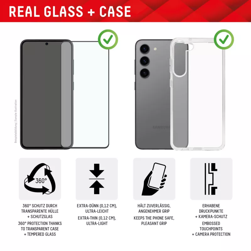 Película protetora de ecrã Displex + capa para Samsung Galaxy S24 Ultra, moldura de montagem Eco, cobertura total