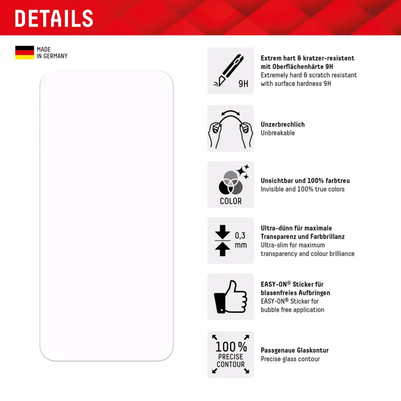 Displex Smart Glass (9H) para Samsung Galaxy A24/A25 5G, autocolante de montagem, à prova de quebra