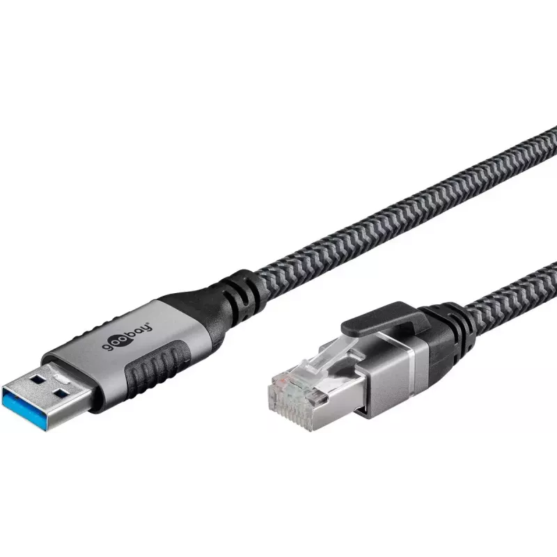Adaptador de cabo Goobay USB A RJ-45 15m Preto Prateado