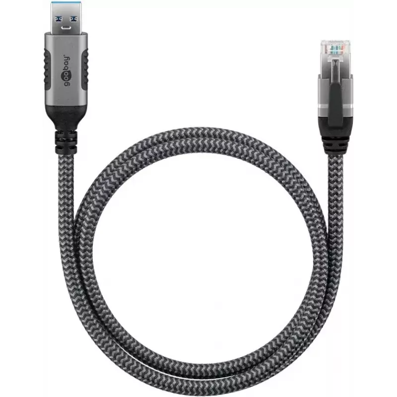 Adaptador de cabo Goobay USB A RJ-45 15m Preto Prateado