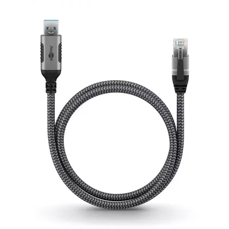 Adaptador de cabo Goobay USB A RJ-45 15m Preto Prateado