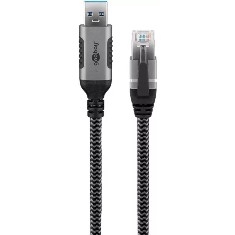 Adaptador de cabo Goobay USB A RJ-45 15m Preto Prateado