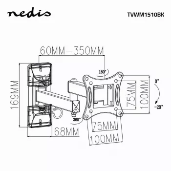 Suporte de TV Nedis TVWM1510BK 68,6 cm 27 polegadas preto 15 kg