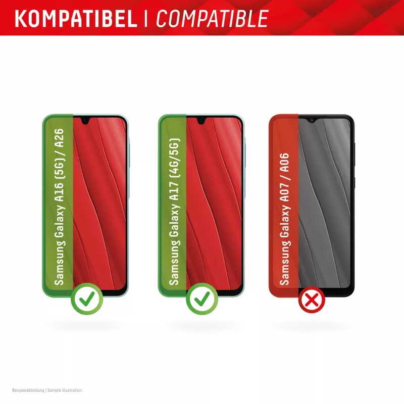 Displex Smart Glass (9H) para Samsung Galaxy A26/A16 (5G)/A17 (4G/5G), autocolante de montagem, inquebrável