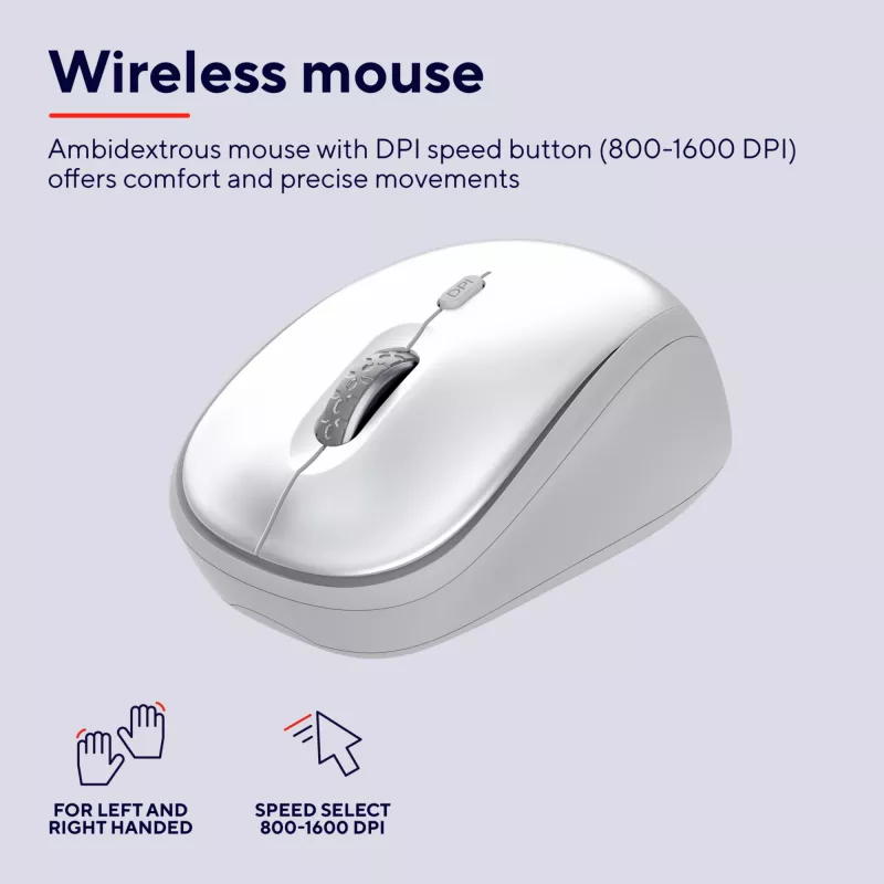 Trust Ody II Teclado Rato incluído Escritório RF sem fios alemão branco