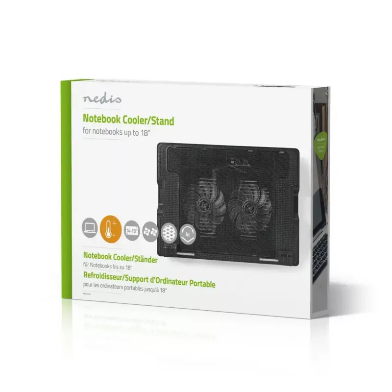Base de arrefecimento para portátil Nedis NBCR200BK 2 ventoinhas 14 cm preto