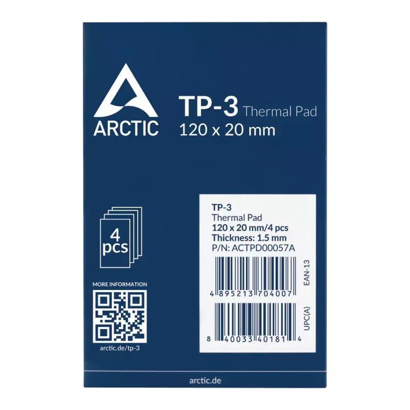 ARCTIC TP-3 Premium Performance almofada térmica 120 x 20 mm, 1,5 mm
