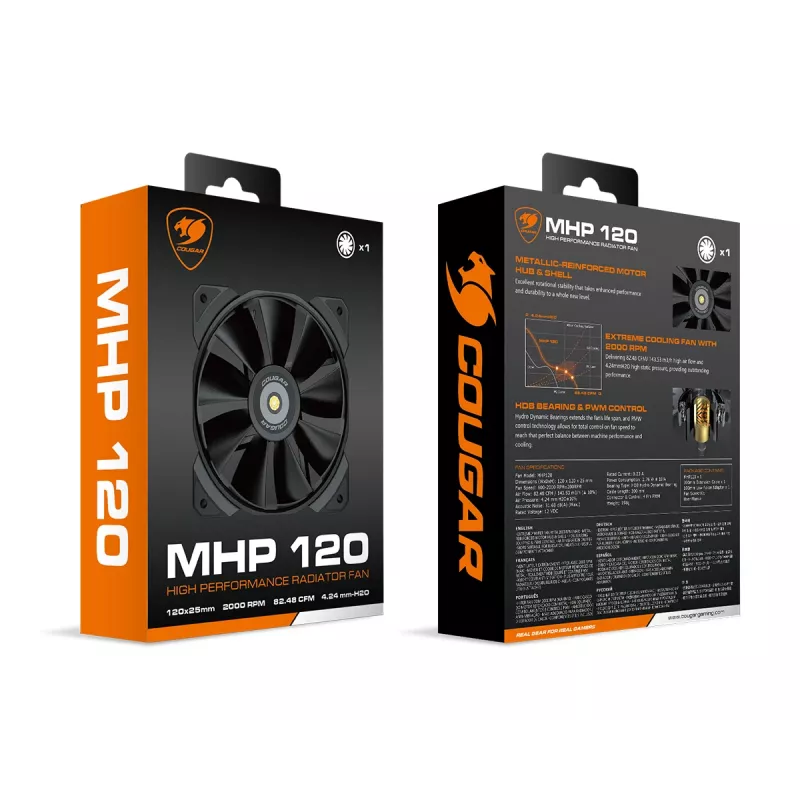 Ventoinha para caixa COUGAR MHP 120, Preto