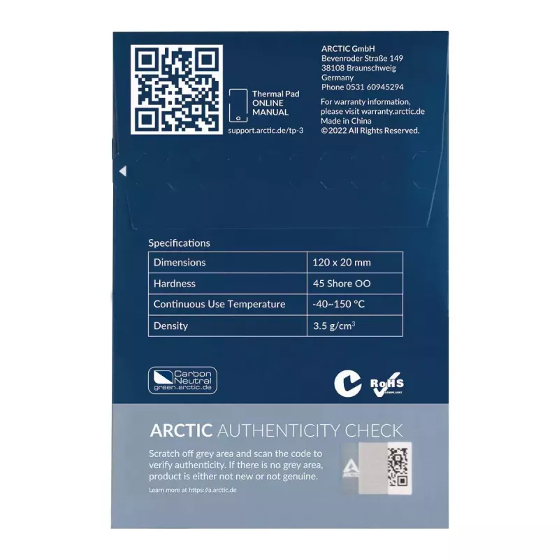 Pad térmico ARCTIC TP-3 Premium-Performance 120 x 20 mm, 0,5 mm