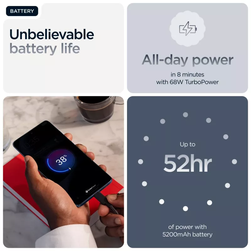 Smartphone Motorola edge 60 fusion — 6,67 polegadas OLED, MediaTek Dimensity 7300, 8 GB RAM, 256 GB, 50+13 MP, 5200 mAh, Dual SIM, cinzento
