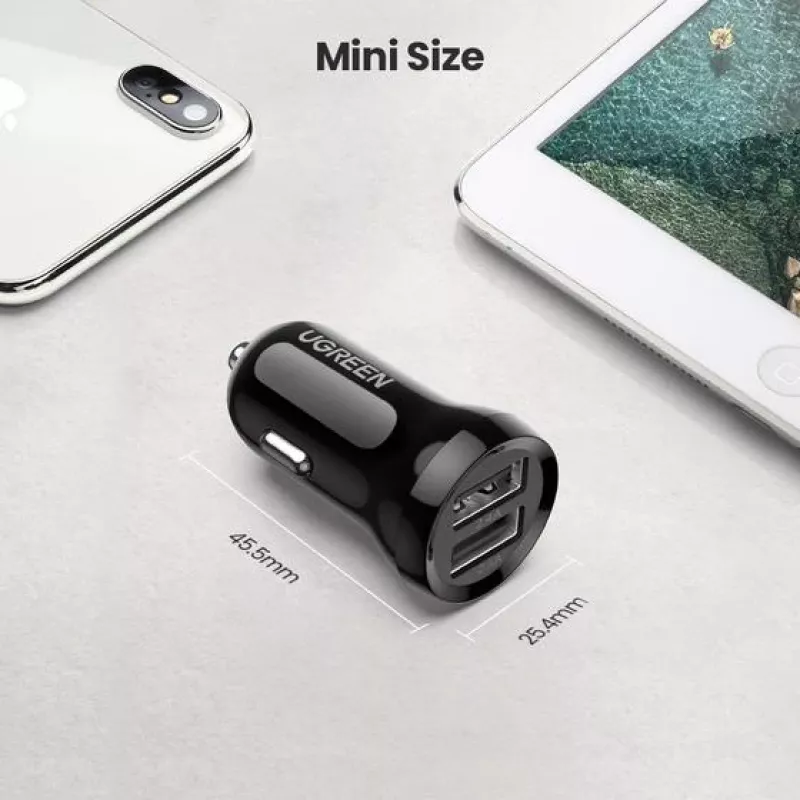 Ugreen 50875 carregador móvel MP4, computador móvel preto isqueiro para automóvel