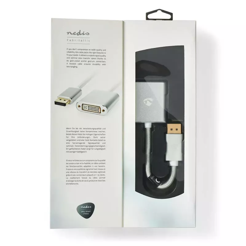 Cabo adaptador de vídeo Nedis CCTB37250AL02 0,2 m DisplayPort DVI-D prateado